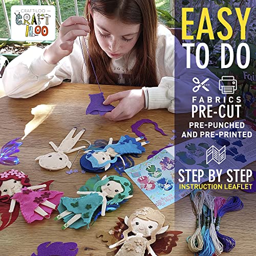 Fairy Elves Sewing Kit for Kids Ages 7-12 - Rainbow Garden Felt Craft - color: Garden Rainbow Fairies Kit