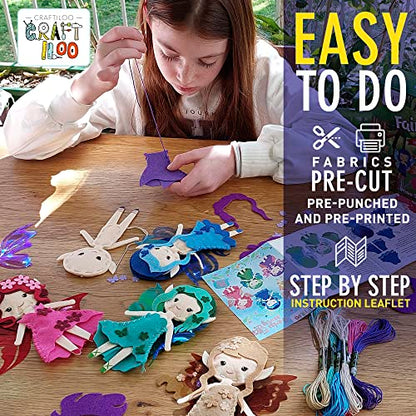 Fairy Elves Sewing Kit for Kids Ages 7-12 - Rainbow Garden Felt Craft - color: Garden Rainbow Fairies Kit