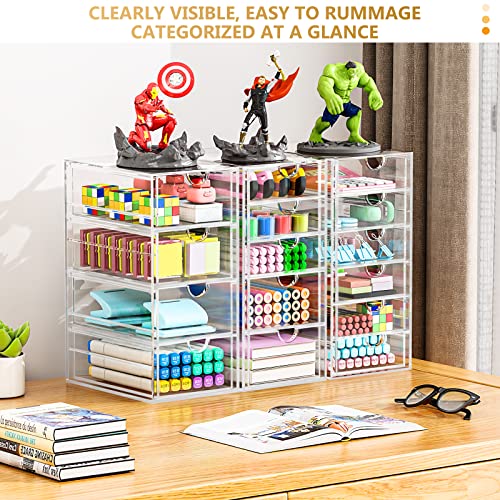 YFXCVSL 3-Pack Acrylic 15-Drawer Storage & Makeup Organizer for Desk - size: 15 Drawers