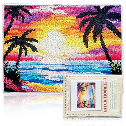 ORIGACH Sunset by The Beach Latch Hook Rug Kit for Adult, 20.5x15inch - style: Sunset