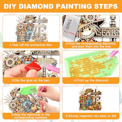 NAIMOER Halloween Diamond Art Hanging Kits for Adults, Scarecrow 5D Special Shaped Rhinestone, DIY Acrylic Diamond Art Painting Window Pendants Home Garden Wall Hanging Ornament Kits, Double Sided - color: Fall Scarecrow