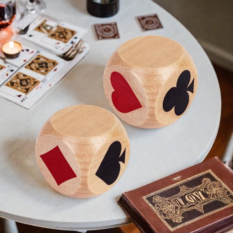 Wooden Euchre Trump Marker Dice Set - Large 1.57" (4cm) Clear Printed Euchre Cube, Trump Poker Game Kit, for Adults & Card Game Lovers (Four Pieces) - color: Four Pieces