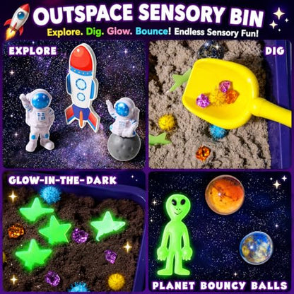 Carolart Galaxy Sensory Bin with Sensory Sand, Gem Dig Kit for Kids - style: Space