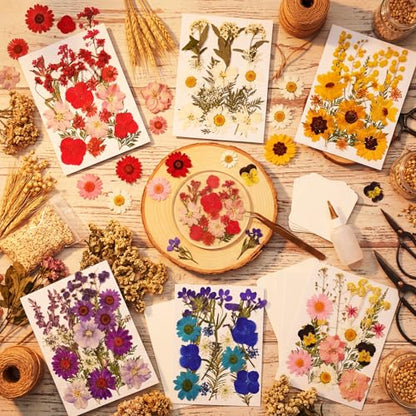 Dried Flowers for Resin, 106pcs Natural Flowers and Leaves Compressed - size: 103 pcs Natural Dried Flowers and Leaves