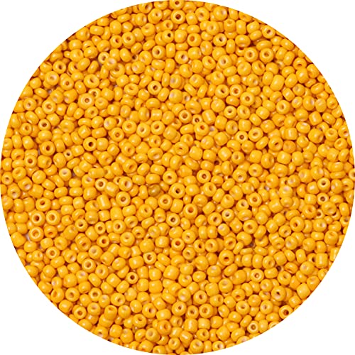 5000pcs Dark Yellow Glass Seed Beads Bulk, Small Tiny Waist Spacer Beads for Bracelet, Necklace Jewelry Making, DIY Craft Projects(3mm 8/0) - color: Dark Yellow, size: 3mm