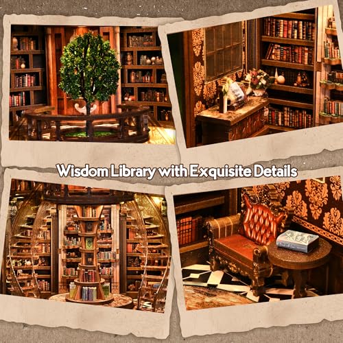 DIY Book Nook Kit with LED Lights | 3D Puzzles for Adults & Teens, Miniatures and Model Building Kits for Bookshelf Decor, Relaxing & Unique Gift for Craft Lovers | Wisdom Library