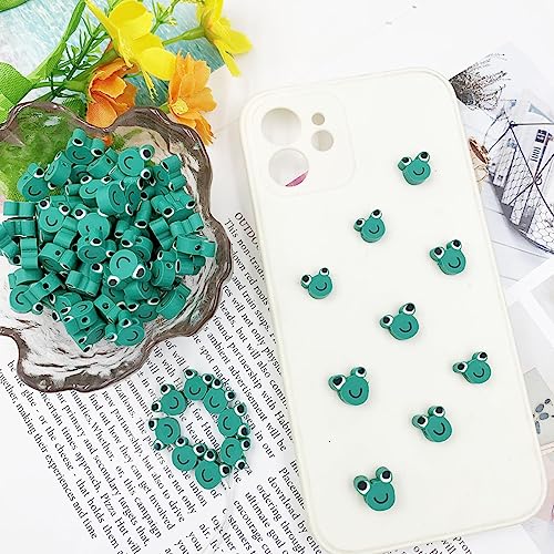 100Pcs Frog Polymer Clay Loose Spacer Beads, 10mm Cute Beads Charms for Women DIY Hair Clip Necklace Bracelet Jewelry Earring Handmade Craft Making - color: frog