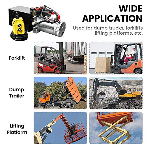 DC HOUSE Trailer Pump 4 Quart 12V Electric Hydraulic Power Double Acting Power-Up Supply Unit for Dump Truck(4 Quart Double Acting) - size: 4 Quart Double