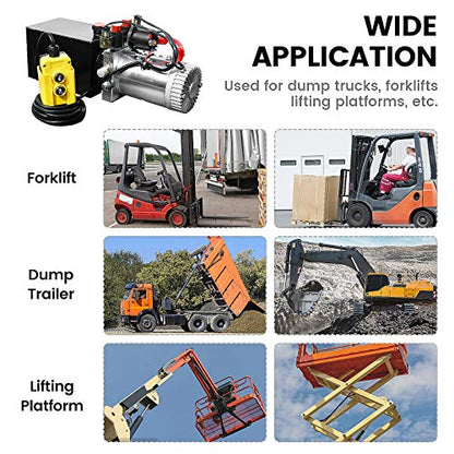 DC HOUSE Trailer Pump 4 Quart 12V Electric Hydraulic Power Double Acting Power-Up Supply Unit for Dump Truck(4 Quart Double Acting) - size: 4 Quart Double