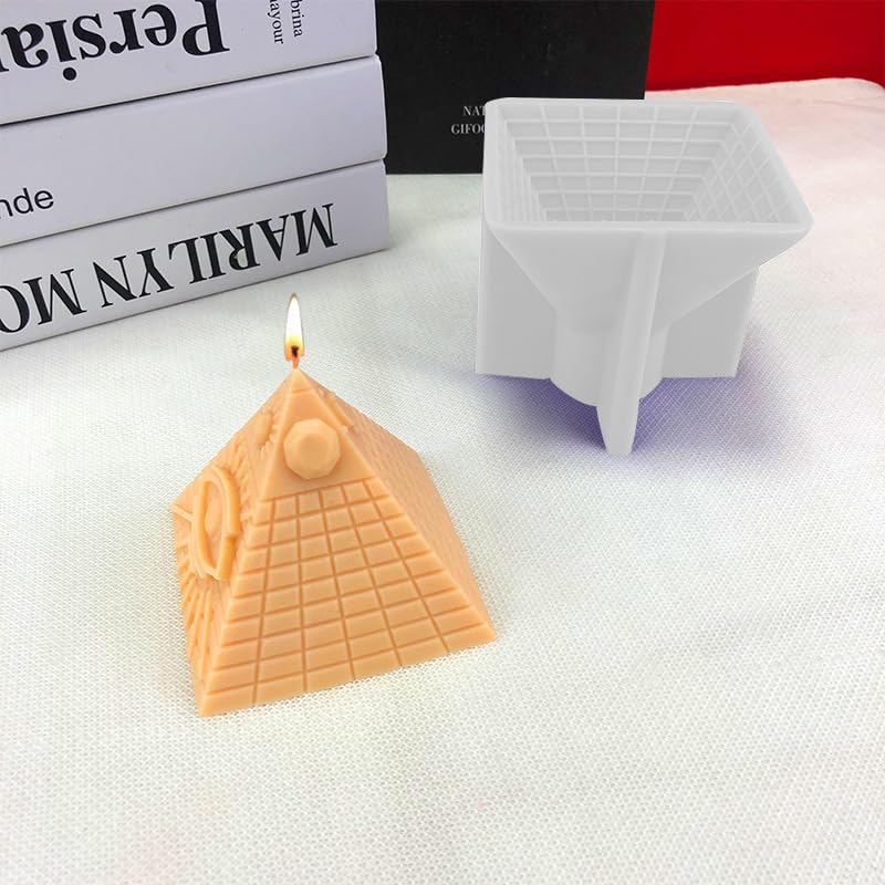 Candle Molds - Silicone Mold for Candles Making, DIY 3D Moulds for Soy Wax, Beeswax, Scented Candle, Valentine's Day Gifts (Pyramid) - color: Pyramid