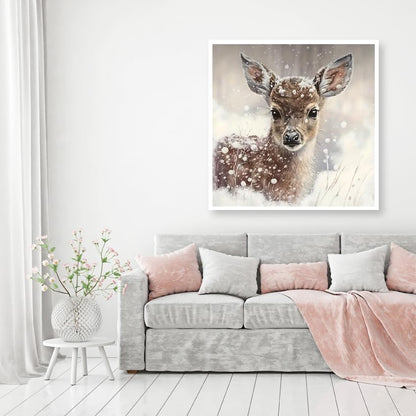 MOMDEDP Deer Diamond Painting Kits for Adults, 5D Winter Snowflake Full Drill Diamond Art, DIY Small Deer Diamond Art Kit Gem Art for Home Decor 12 x 12 inch Animal