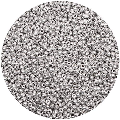 5000pcs Silver Glass Seed Beads Bulk -Small Pony Bead, Waist Spacer Beads for Bracelet, Necklace Jewelry Making, DIY Craft Projects(3mm 8/0) - color: Dark Silver, size: 3mm