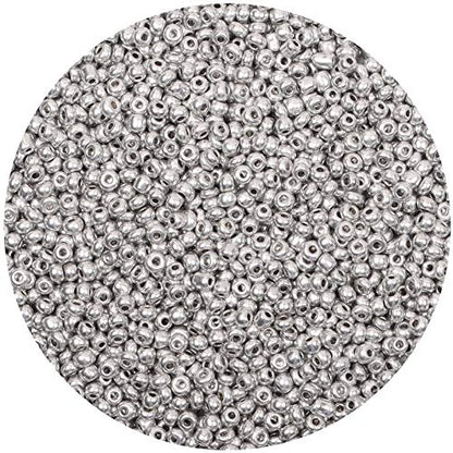 5000pcs Silver Glass Seed Beads Bulk -Small Pony Bead, Waist Spacer Beads for Bracelet, Necklace Jewelry Making, DIY Craft Projects(3mm 8/0) - color: Dark Silver, size: 3mm