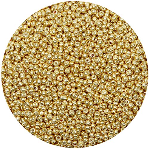 5000pcs Bright Gold Glass Seed Beads Bulk, Small Tiny Waist Spacer Beads for Bracelet, Necklace Jewelry Making, DIY Craft Projects(3mm 8/0) - color: Bright Gold, size: 3mm