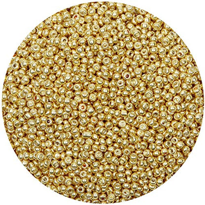 5000pcs Bright Gold Glass Seed Beads Bulk, Small Tiny Waist Spacer Beads for Bracelet, Necklace Jewelry Making, DIY Craft Projects(3mm 8/0) - color: Bright Gold, size: 3mm