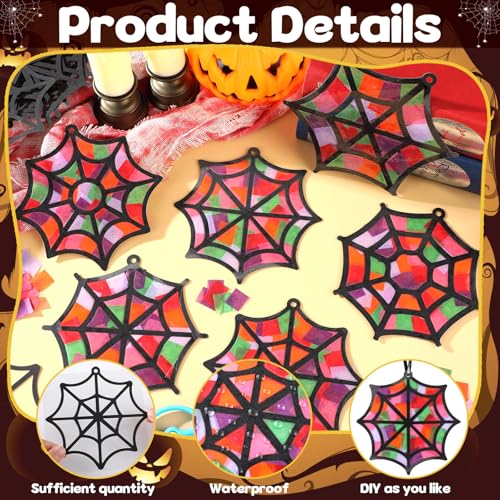 Qyeahkj 36 Set Halloween Spider Web Suncatchers Crafts Kit for Kids - style: Spider Web