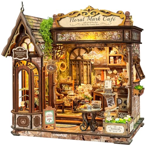 Book Nook Kit DIY Miniature House 3D Wooden Puzzle - Floral Mark Cafe - color: Floral Mark Cafe