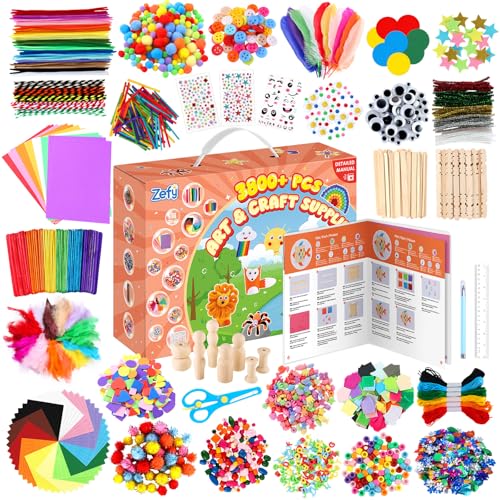 Zefy 3800+ Pcs Arts and Crafts Kit Supplies for Kids, All in One Craft Box - size: 3847 pcs