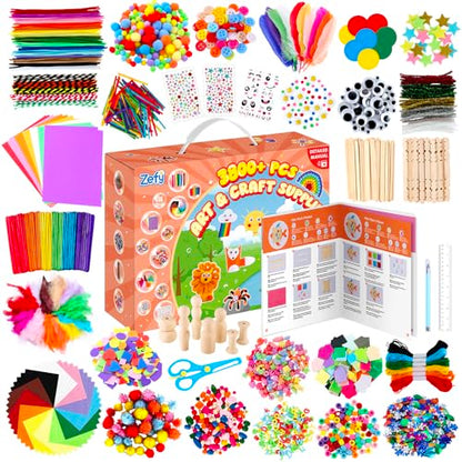Zefy 3800+ Pcs Arts and Crafts Kit Supplies for Kids, All in One Craft Box - size: 3847 pcs