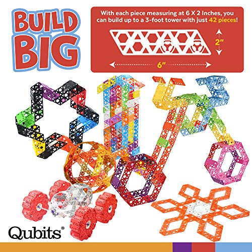 Qubits STEM Construction Set - 100 Pieces: an Open Play Engineering and Building Toy (Alternative to Blocks)