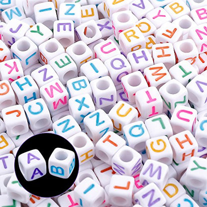 Augshy 1400pcs 5 Color Cube Alphabet Bead,Letter Beads DIY Activity Craft - color: 5colors A