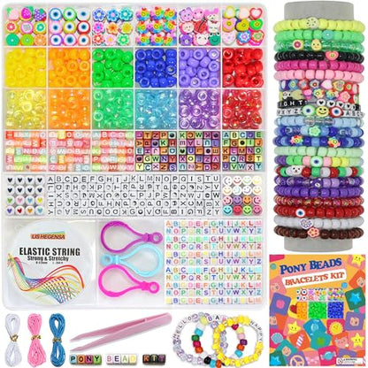 LIS HEGENSA 12Color 900PCS Kandi Pony Beads Bracelets Jewelry Making Kits - size: 12Color(900PCS)