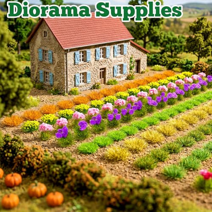 Warmtree 175 Pcs Static Grass Bushy Tufts Miniature Colorful Flower Cluster - color: Color B