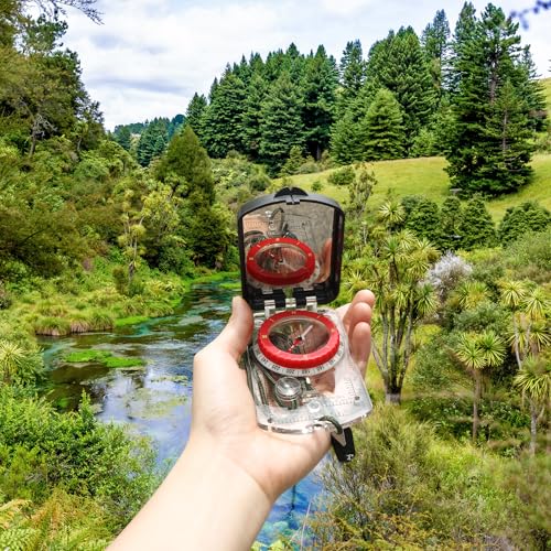 Compass Military Grade, Precision Navigation Compass for Hiking - color: clear Red