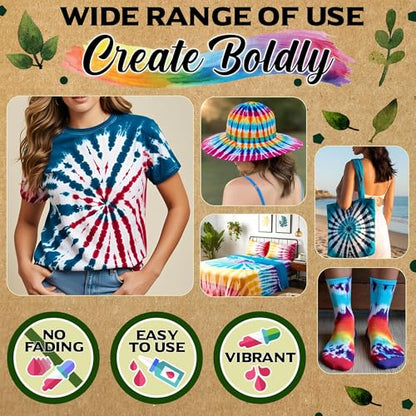 Jim&Gloria Tie Dye Kit, 36 Tiedye Powder 12 Larger Bottles Fabric Dyes for Clothing, Permanent Dye with Soda Ash Tie Dye Kits for Large Groups Paint Party Summer Activities DIY Crafts
