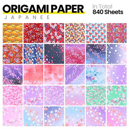 Lincia Origami Paper Kit 20 Colors 6 x 6 Inch for Adults Kids, 840 Sheets