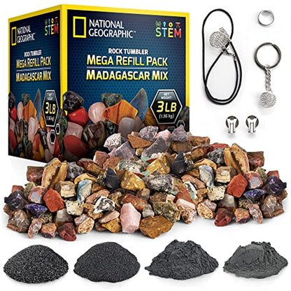 National Geographic Rock Tumbler Refill Kit with 3 Lbs. Madagascar Rocks - style: Madagascar Mix