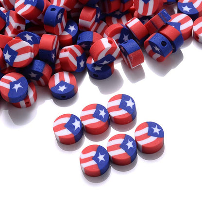 100pcs Flag Clay Beads for Jewelry Making, Polymer Clay Spacer Beads for DIY Craft Bracelet Necklace (Flag) - color: Flag