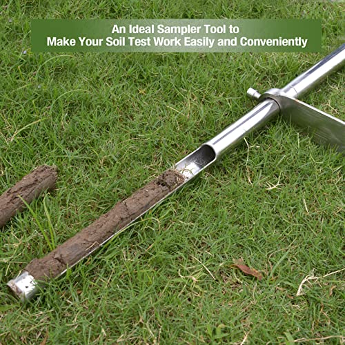 Soil Probe 35 Inch with 2 Bags, Straight Soil Sample Probe for Lawn House Plants, T-Handle Soil Sampler Probe Rod with Pedal, Stainless Steel Soil Test Kits Tool for Soil Sampling - size: 35" #Straight