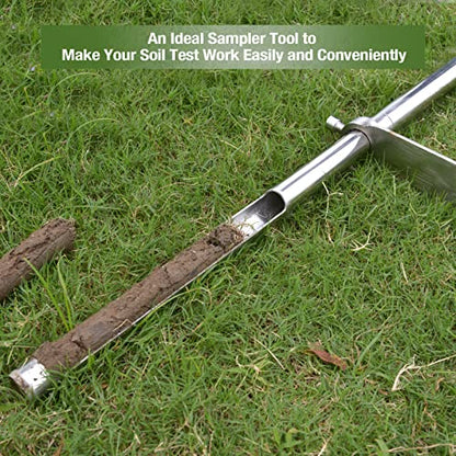 Soil Probe 35 Inch with 2 Bags, Straight Soil Sample Probe for Lawn House Plants, T-Handle Soil Sampler Probe Rod with Pedal, Stainless Steel Soil Test Kits Tool for Soil Sampling - size: 35" #Straight