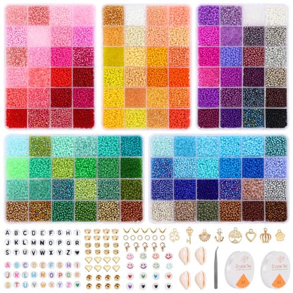 Quefe 120 Colors 36000pcs 3mm Glass Seed Beads Kit for Jewelry Making - size: 3mm-36000pcs