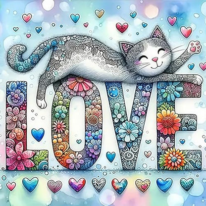 CHWGLFGG 5D Love Cat Diamond Art Kits for Adults Beginners 13.7X 13.7 Inch - color: KM574-1