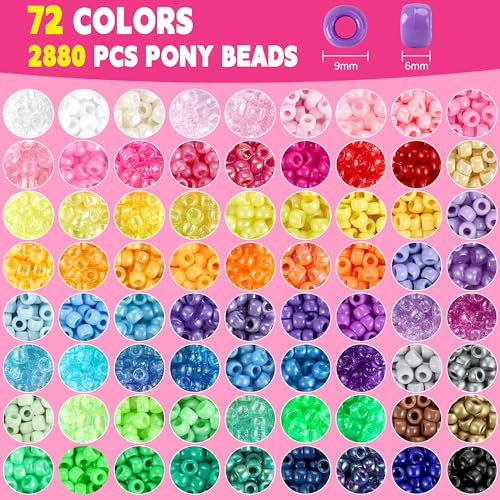 Pony Beads for Bracelets, 4026 Pcs 72 Colors Kandi Beads for Jewelry Making