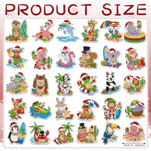 Xuhal 30 Pcs Christmas Diamond Painting Magnets Diamond Art Kits for Adults - color: July Christmas
