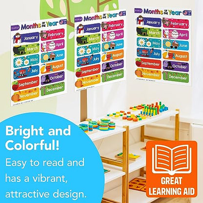 FoldCard Months of the Year Chart Educational Poster 8.5x11 5pk - color: 12 Months of the Year