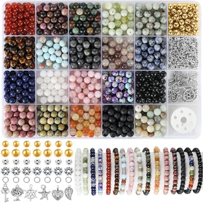 Zefy 996 Pcs 6mm Natural Stone Beads, Beads for Jewelry Making (20 Colors)