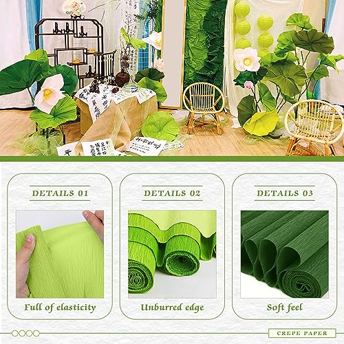 Mlurcu Crepe Paper - 6 Rolls Green Crepe Streamers, 10 Inch Wide, DIY Flower Crafts Kit for Wedding & Festival Parties - color: 6 Rolls Green Series