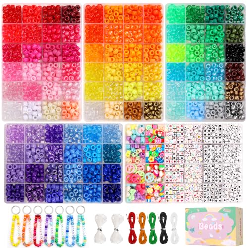 QUEFE 5 Boxes 96 Colors 3300pcs Pony Beads Bracelet Making Kit - color: 96 colors