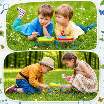 Halloscume 20 Set Bug Catcher for Kids Bug Viewer and Insects Tweezer for Students, Critter Catching Kit Magnifying Insect Cage Container Kit for Kids Outdoor Science Nature Exploration