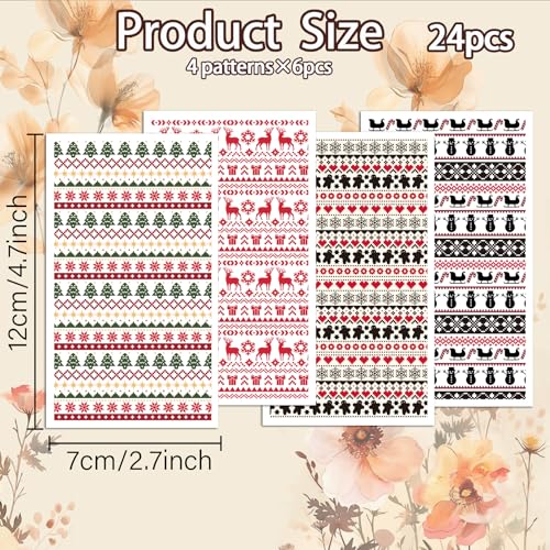 OLYCRAFT 24Pcs Christmas Sweater Knitting Clay Transfer Paper 4 Styles Transfers Paper for Polymer Snowman Pattern Polymer Clay Transfer Sheets Small Ceramic Decal for Earrings Jewelry Making - style: Christmas Sweater