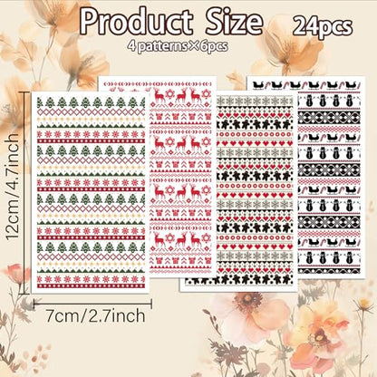 OLYCRAFT 24Pcs Christmas Sweater Knitting Clay Transfer Paper 4 Styles Transfers Paper for Polymer Snowman Pattern Polymer Clay Transfer Sheets Small Ceramic Decal for Earrings Jewelry Making - style: Christmas Sweater