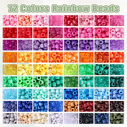 Quefe 72 Colors 4700pcs 9mm Pony Beads Bracelet Kit Kandi Bead - color: 72 colors