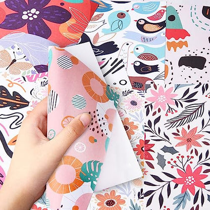 6x6" Cardstock Single Sided Scrapbooking,Craft Decorative Scrap Book Paper - color: 24sheets-flower bird