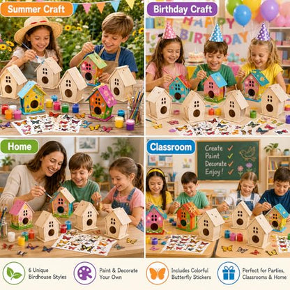 Sawysine 107 DIY Birdhouse Kits, Wooden Bird House Round Entrance - style: Lovely Style