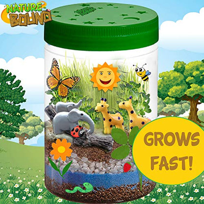 Nature Bound Light-Up Terrarium Kit with LED Light for Kids - Includes Puppy Animal Theme - STEM Science Kit for Boys & Girls - Plant Gardening Gifts for Children (Green)