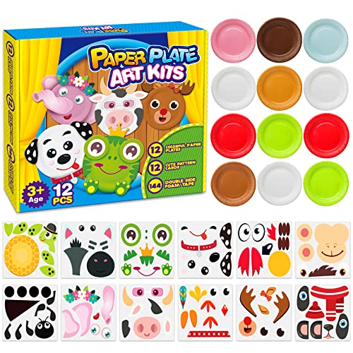 V-Opitos Arts and Crafts Kits for Kids, 24 Pack Simple Animal Paper Plate Crafts for Toddler Age of 2, 3, 4, 5 Years Old, Fun Preschool Classroom Activity Project for Boy & Girl - size: Animal (Pack of 2)